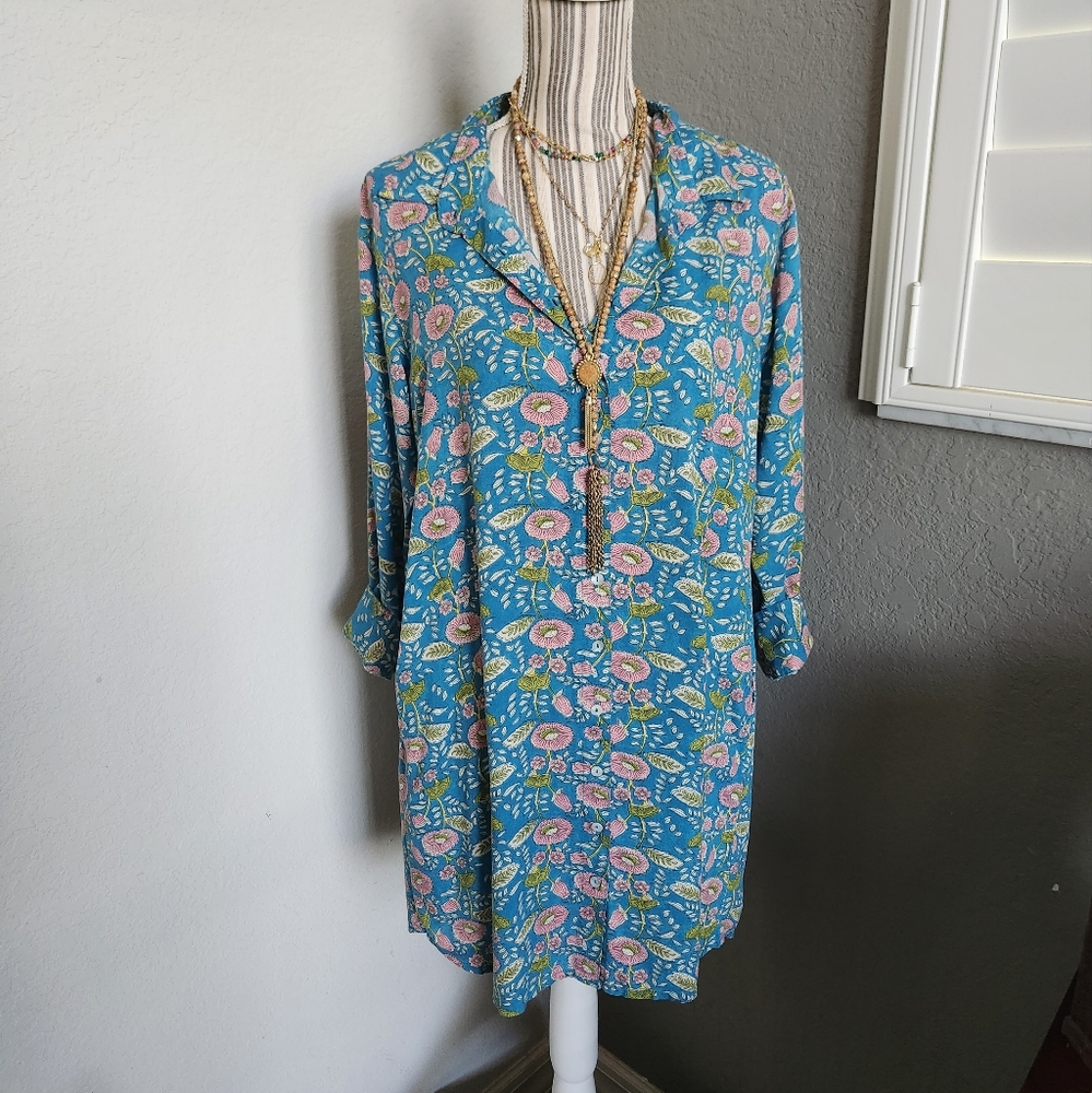 Natural Life boho floral button down shirt dress with pockets🌻 - Picture 4 of 12